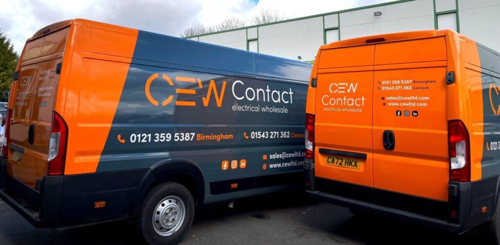 Photos of CEW Branded Vans to demonstrate why vehicle wraps are a game changer for your business