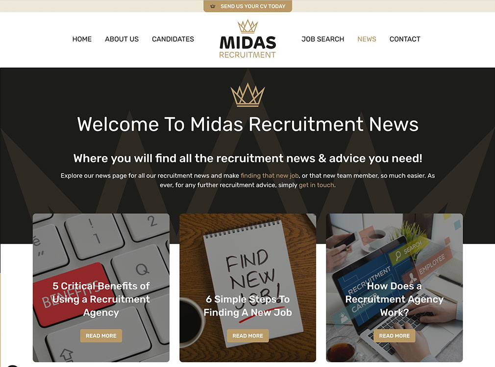 Midas Website Design News Page