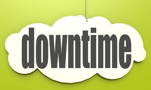 White bubble with the word 'Downtime' in it to accompany about a blog about small business downtime tips in the summer months