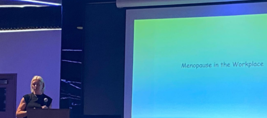 Susan Lacey Menopause Coach presenting a Menopause in the Workplace workshop