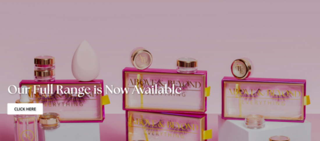 Screenshot of the home page of online beauty store Above & Beyond Everything created by Chennille Williams